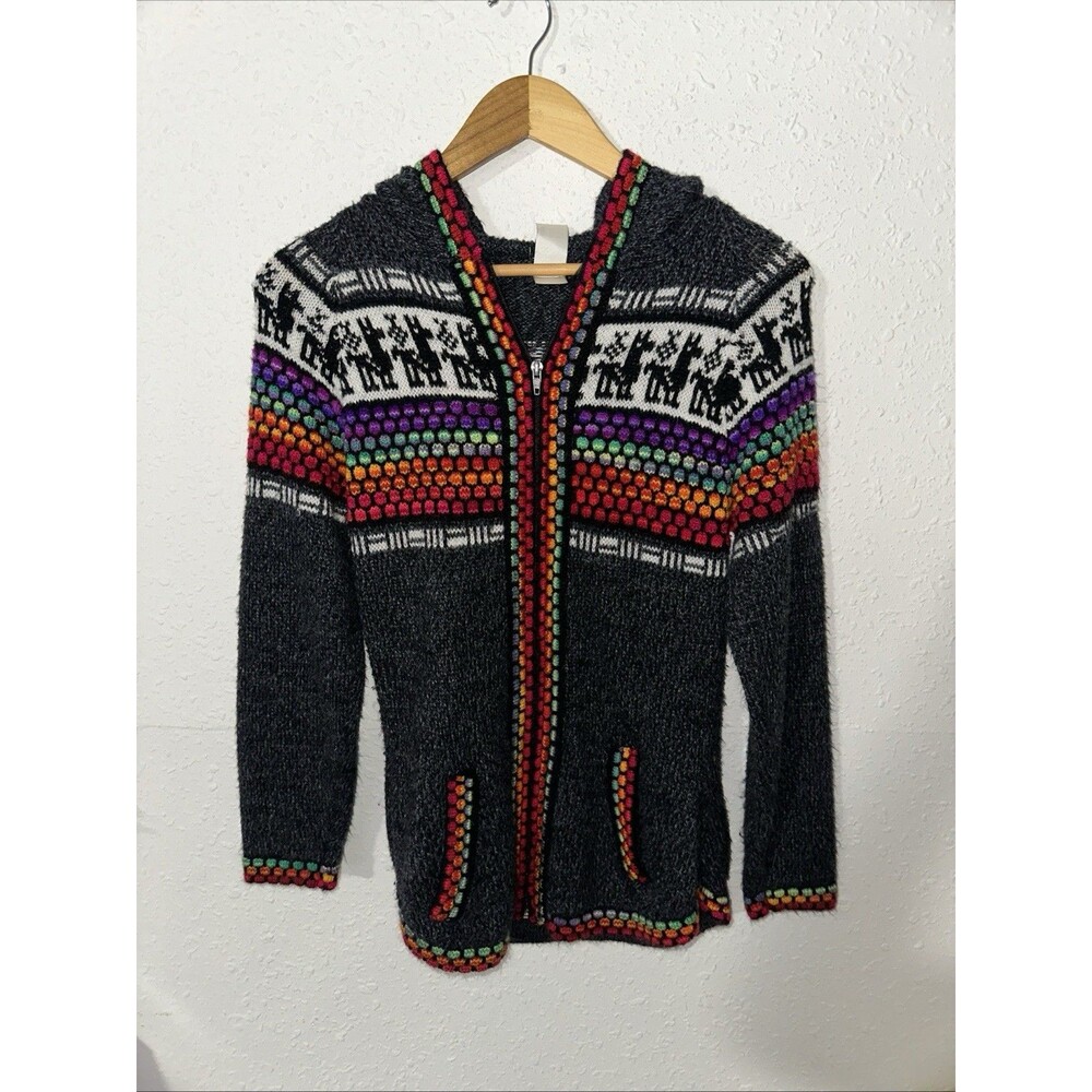 Jahuari Alpaca 100% Albinaas Peru Women's Sweater Full Zip Pockets Jacket